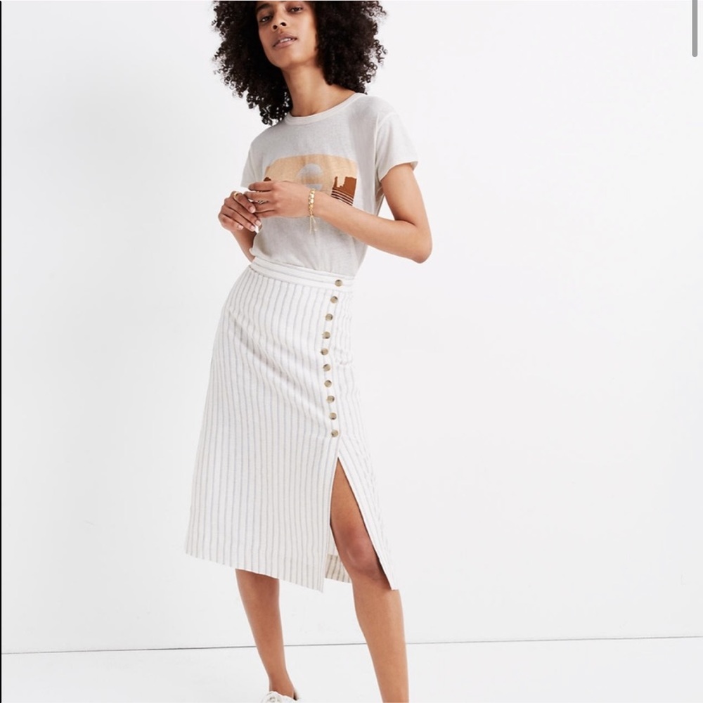NWT✨ madewell side button skirt in pinstripe XS 0